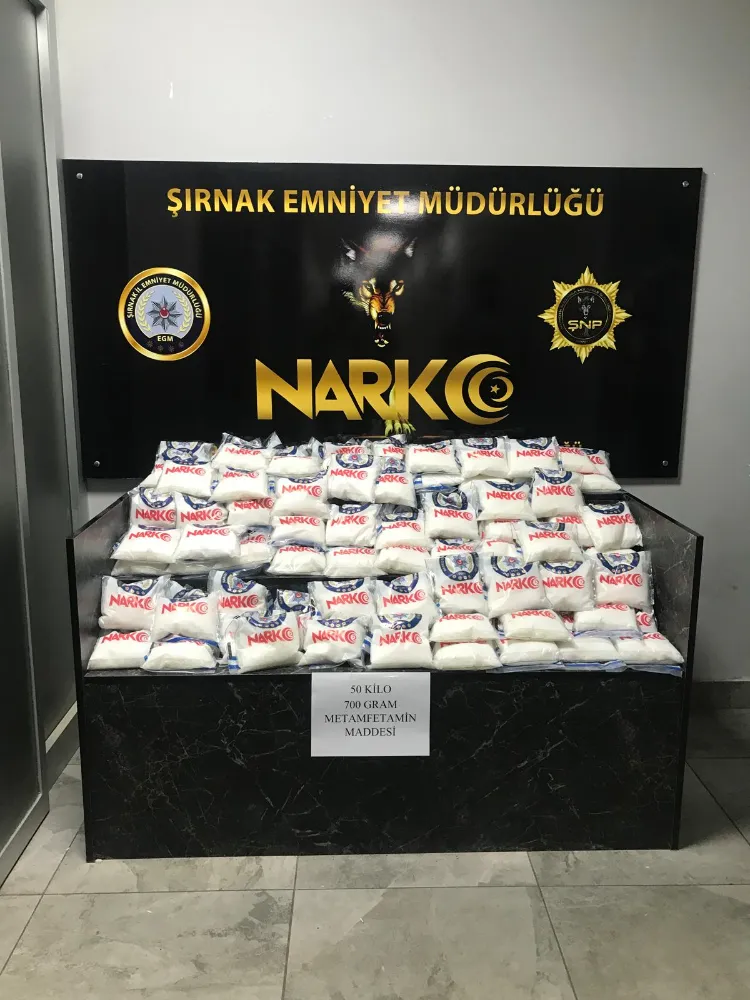 ŞIRNAK’TA 50 KİLO 700 GRAM METAMFETAMİN ELE GEÇİRİLDİ